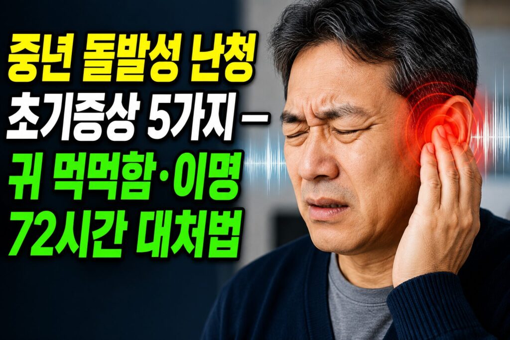 중년 돌발성 난청 초기증상 5가지 — 귀 먹먹함·이명 72시간 대처법