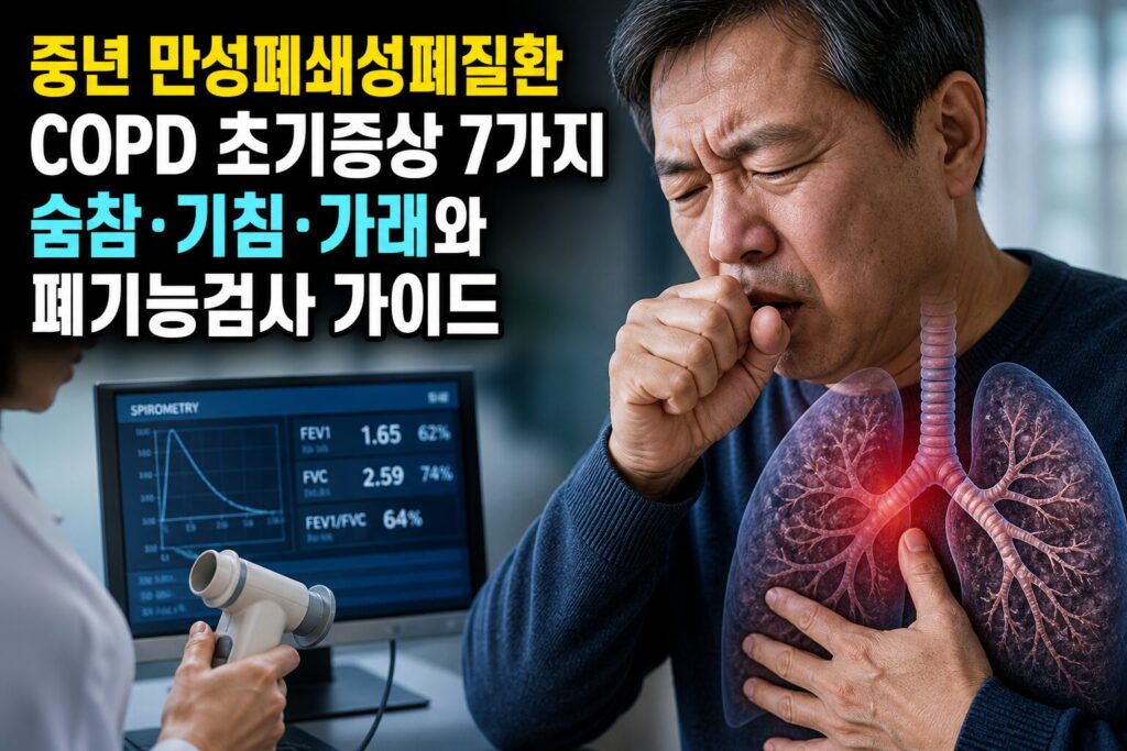 중년 만성폐쇄성폐질환 COPD 초기증상 7가지 — 숨참·기침·가래와 폐기능검사 가이드