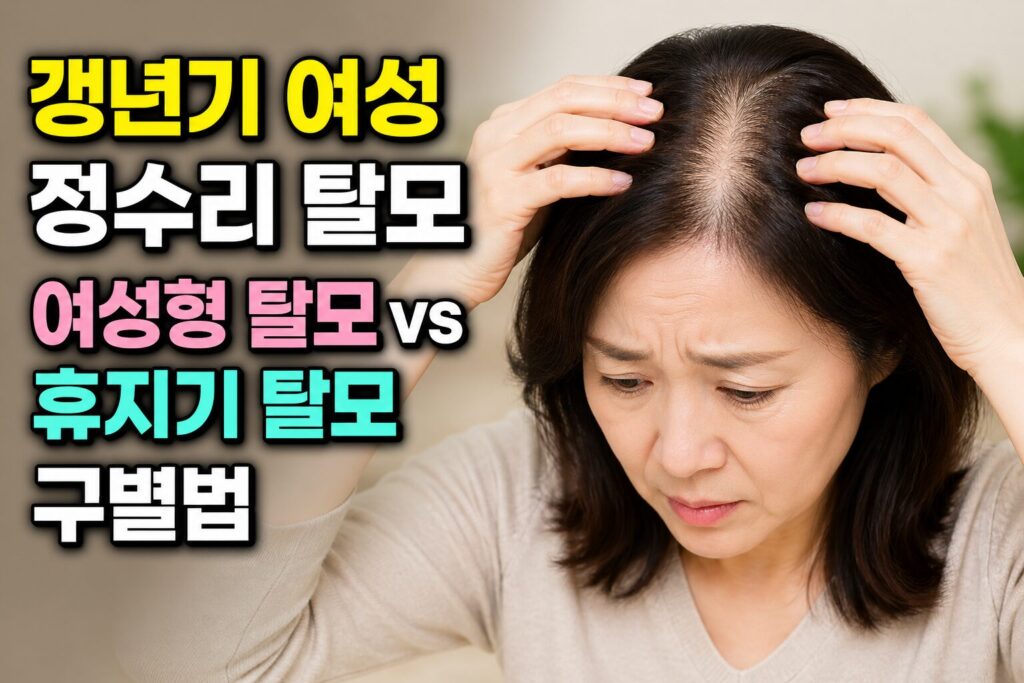 갱년기 여성 정수리 탈모｜여성형 탈모 vs 휴지기 탈모 구별법