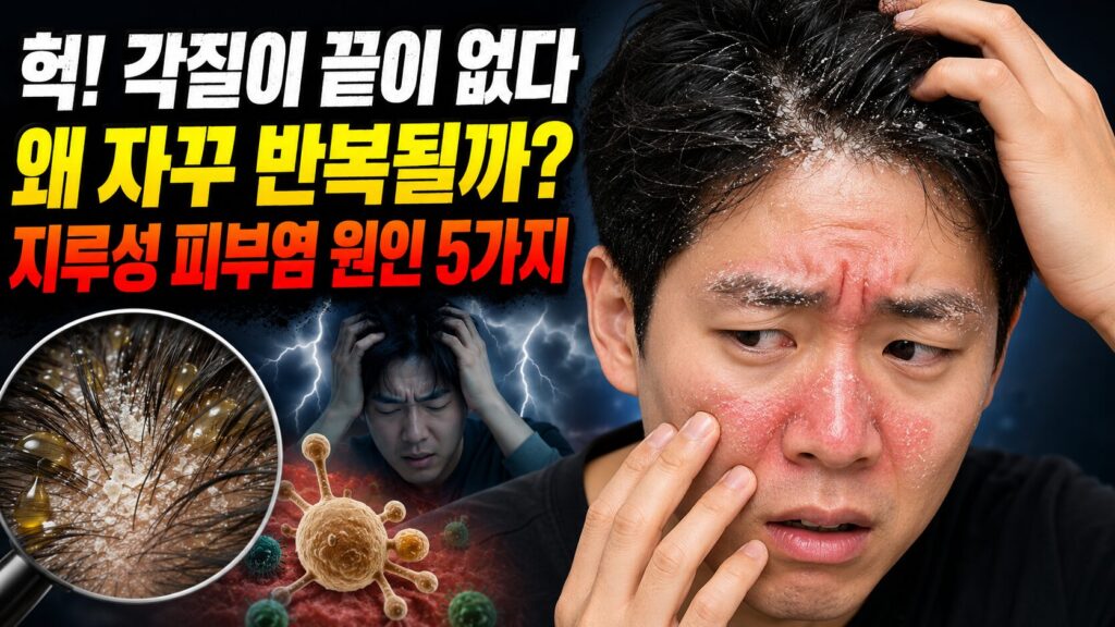 지루성 피부염 원인 5가지 — 말라세지아균부터 스트레스까지 두피·얼굴 각질 반복되는 이유