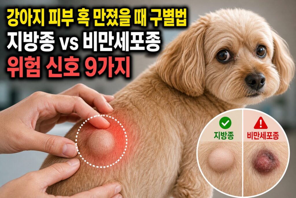 강아지 피부 혹 만졌을 때 구별법 — 지방종 vs 비만세포종 위험 신호 9가지